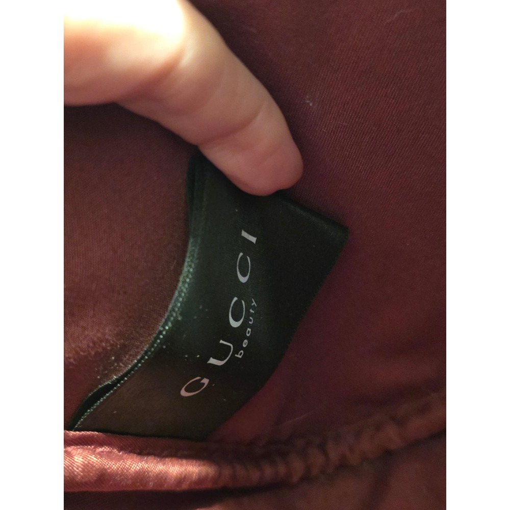 Authentic Gucci Velvet Beauty Bag Cosmetic Case Magenta Purple Gold 9.5x5.5" - Picture 5 of 12